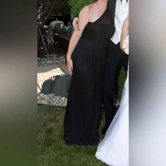 David’s Bridal One Shoulder Bridesmaid Dress - Black - Picture 5 of 5